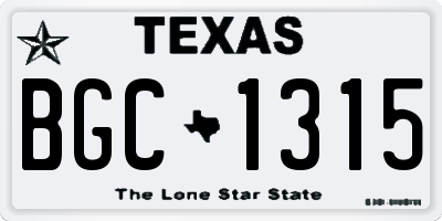 TX license plate BGC1315