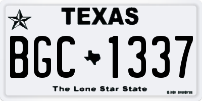 TX license plate BGC1337