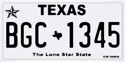 TX license plate BGC1345