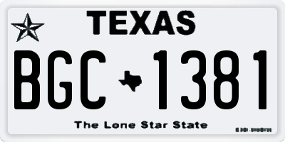TX license plate BGC1381