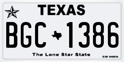 TX license plate BGC1386