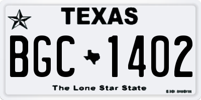 TX license plate BGC1402