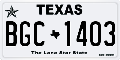 TX license plate BGC1403