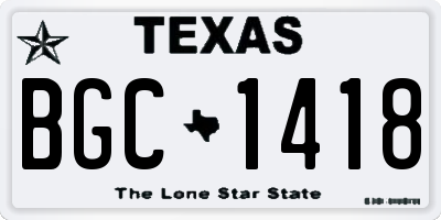 TX license plate BGC1418
