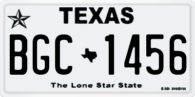 TX license plate BGC1456