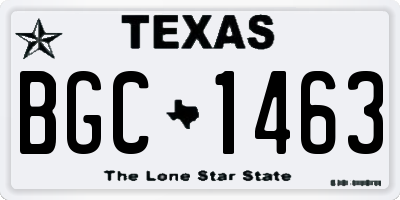 TX license plate BGC1463