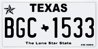 TX license plate BGC1533