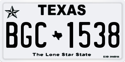 TX license plate BGC1538