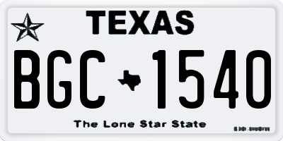 TX license plate BGC1540