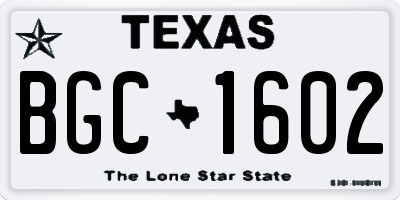 TX license plate BGC1602