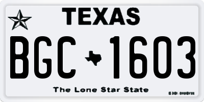 TX license plate BGC1603