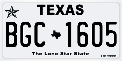 TX license plate BGC1605