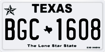 TX license plate BGC1608