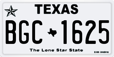 TX license plate BGC1625