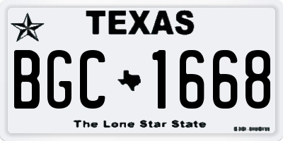 TX license plate BGC1668