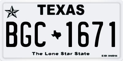 TX license plate BGC1671