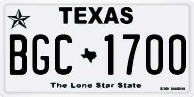 TX license plate BGC1700