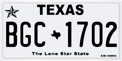 TX license plate BGC1702