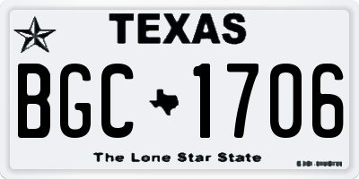 TX license plate BGC1706