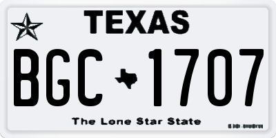 TX license plate BGC1707