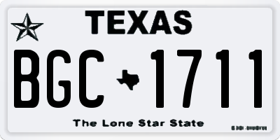 TX license plate BGC1711