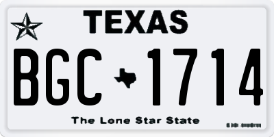 TX license plate BGC1714