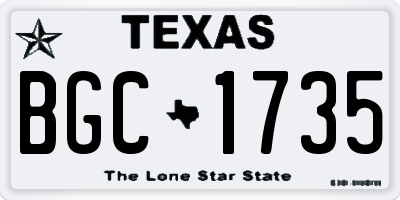 TX license plate BGC1735