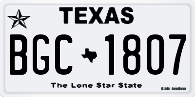 TX license plate BGC1807
