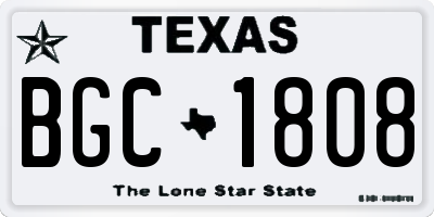 TX license plate BGC1808