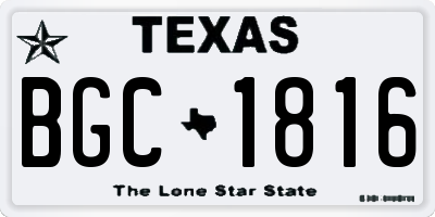 TX license plate BGC1816