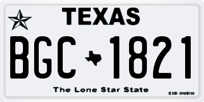 TX license plate BGC1821