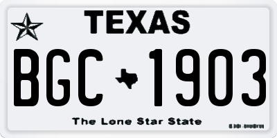 TX license plate BGC1903