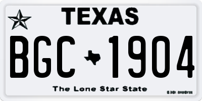 TX license plate BGC1904