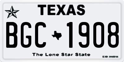 TX license plate BGC1908
