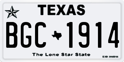 TX license plate BGC1914