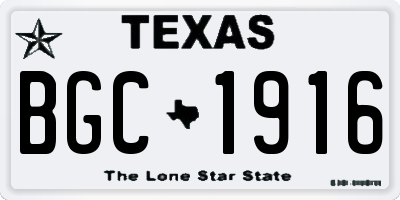 TX license plate BGC1916