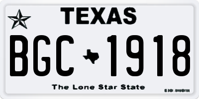 TX license plate BGC1918
