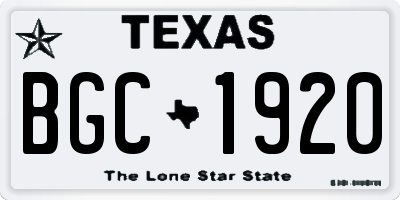 TX license plate BGC1920