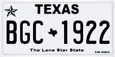 TX license plate BGC1922