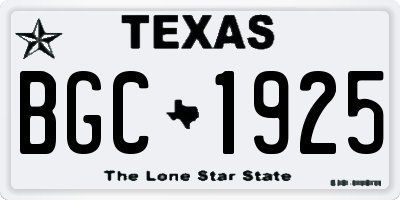 TX license plate BGC1925