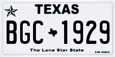 TX license plate BGC1929