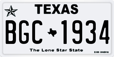 TX license plate BGC1934