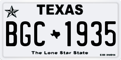 TX license plate BGC1935