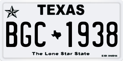 TX license plate BGC1938