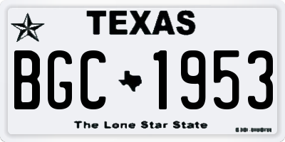 TX license plate BGC1953