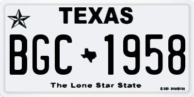 TX license plate BGC1958