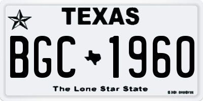 TX license plate BGC1960