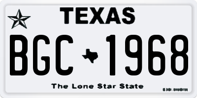 TX license plate BGC1968