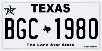 TX license plate BGC1980