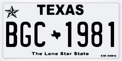 TX license plate BGC1981
